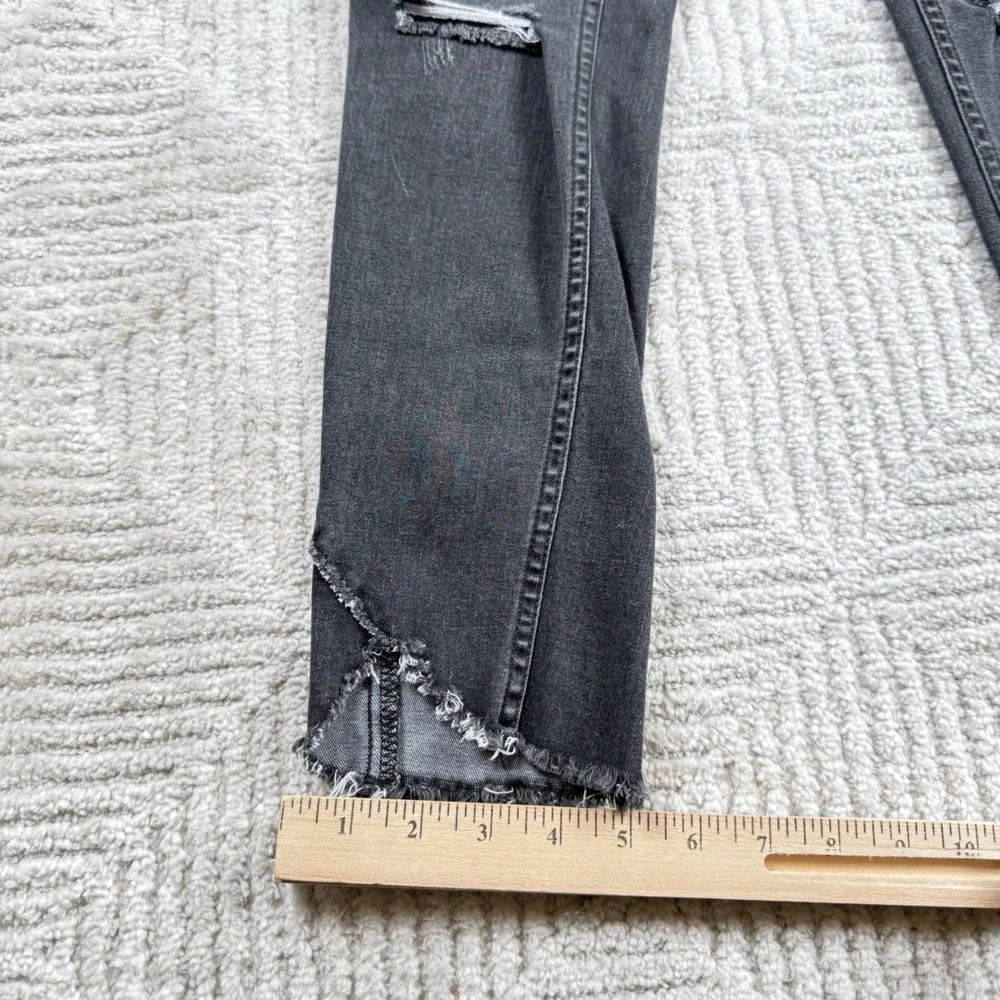 Free People Distressed Skinny Jeans Women 28 Faded Black High Rise Grunge Rocker